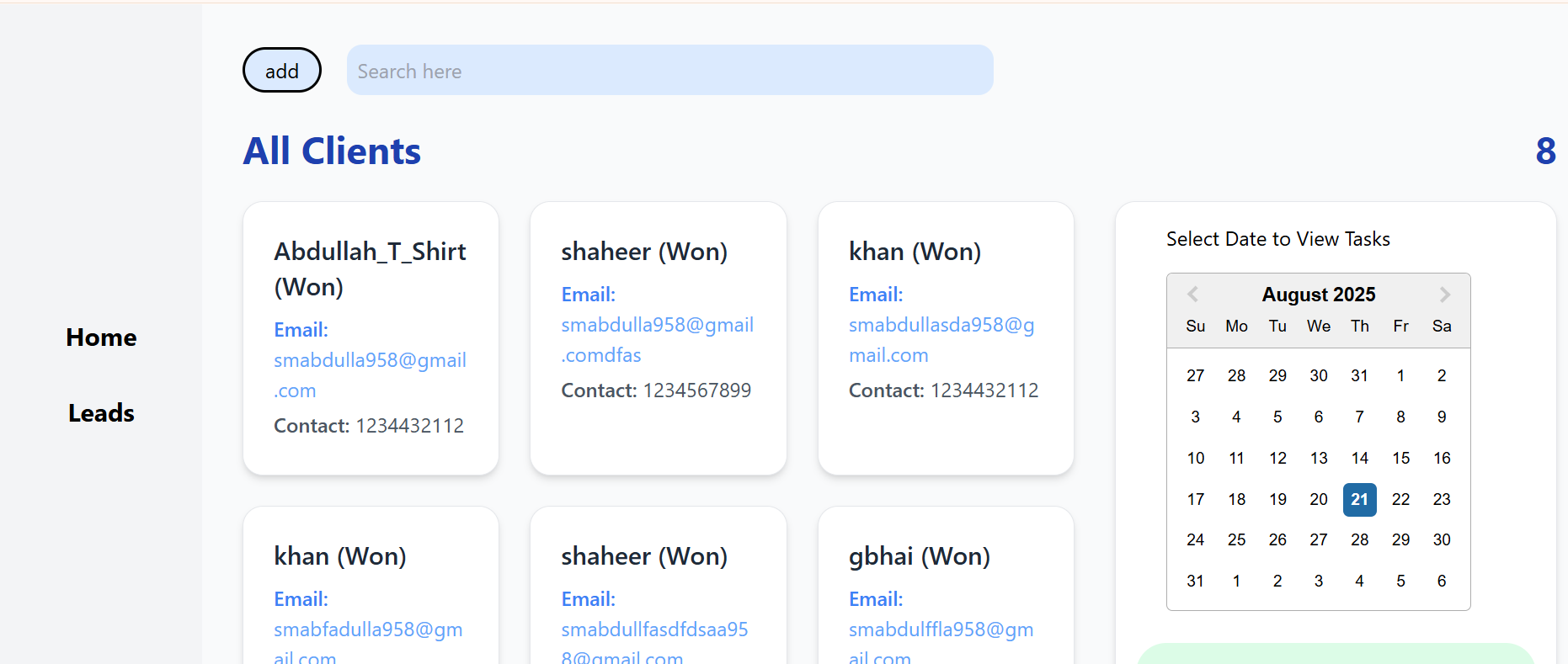 Mini Client RelationShip Manager